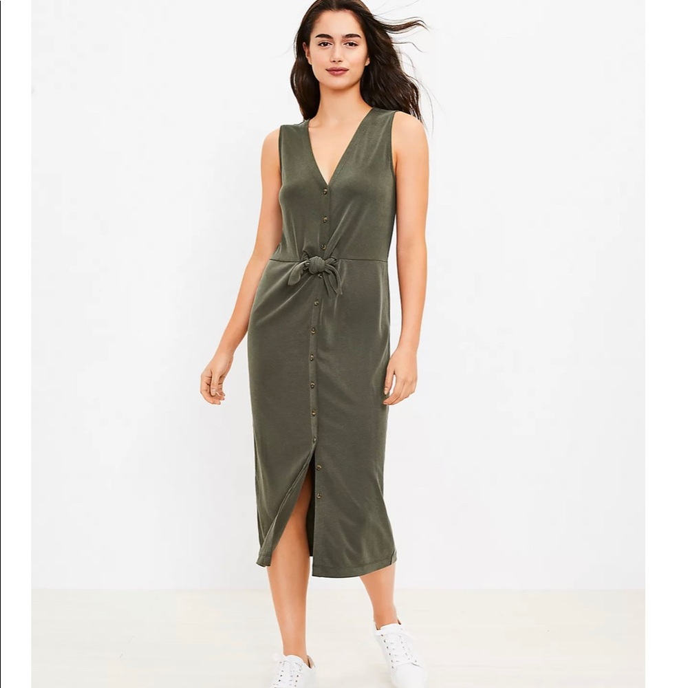 Lou & Grey Sand Washed Button Tie Dress